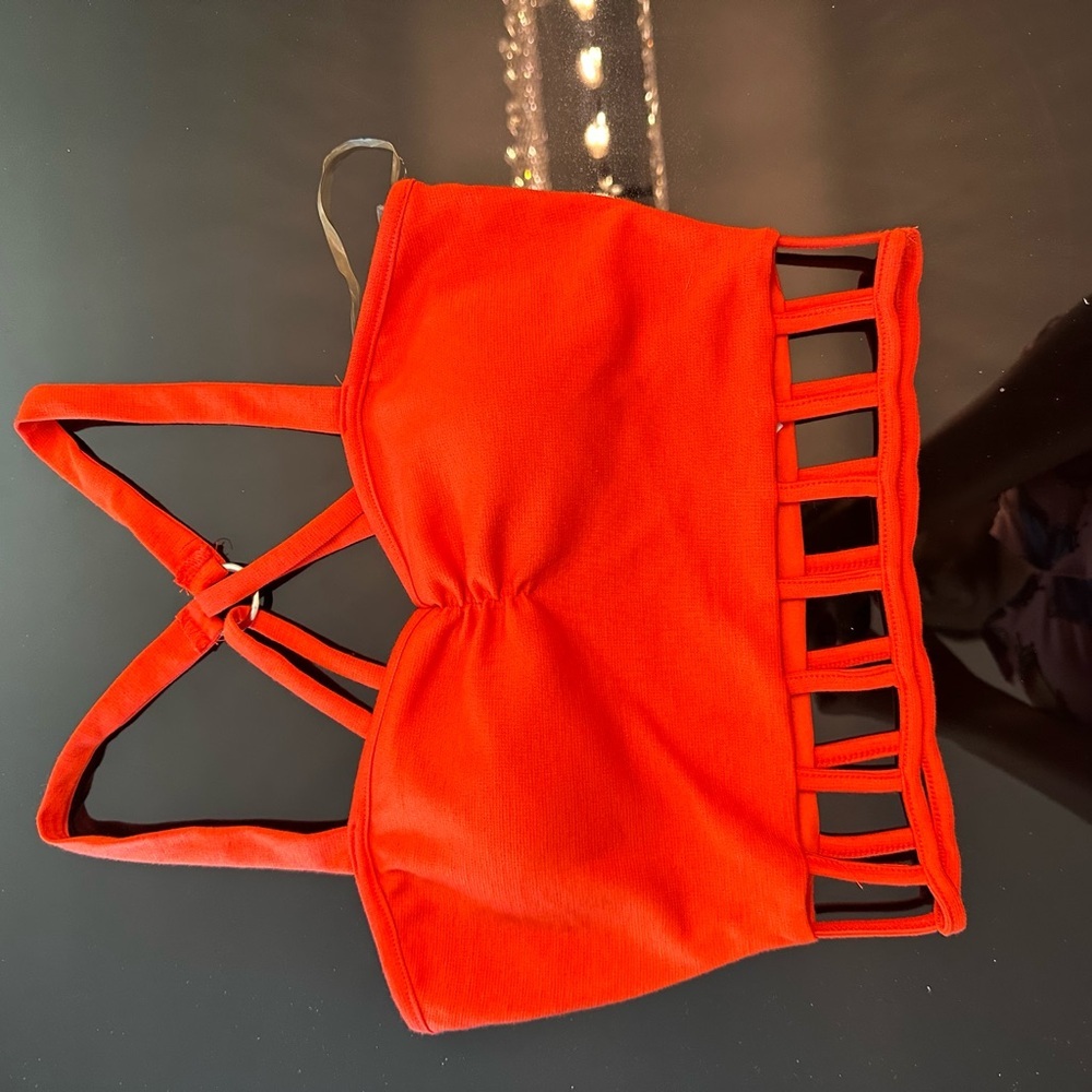 Vibrant Orange Strappy Crop Top